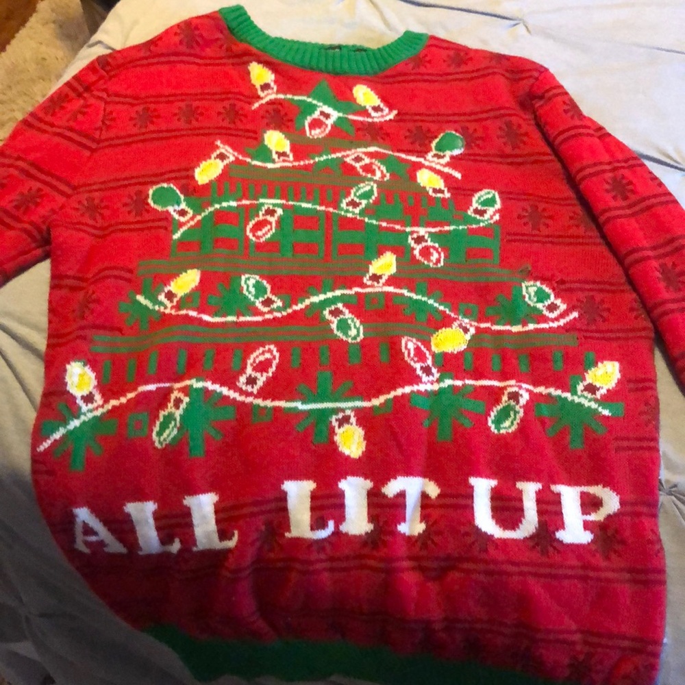 All Lit Up ugly Christmas sweater